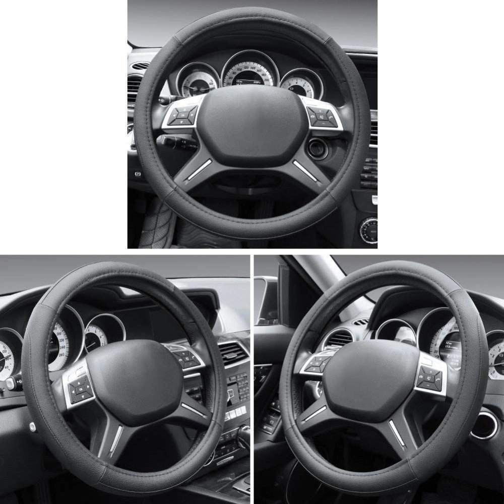 Trade Shop - Coprivolante Copri Volante Universale Per Auto Nero 37-39cm Con Presa Comfort -