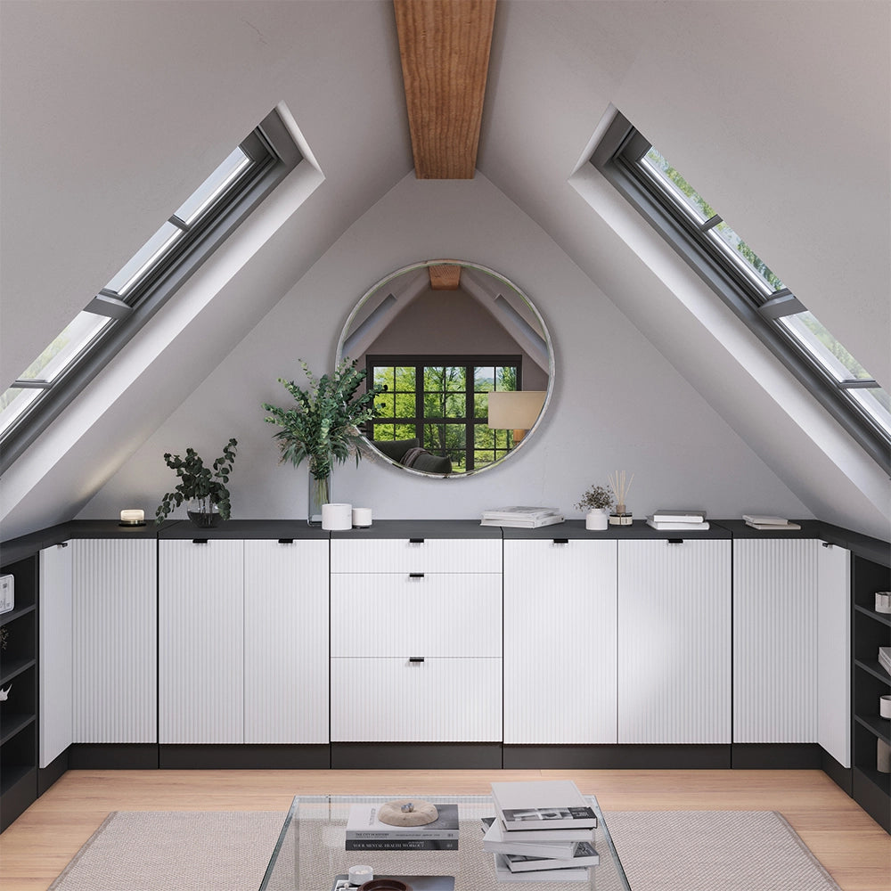 Mobile per mansarda Rion Ondulazione bianca/Antracite 60 x 83.8 cm senza inclinazione con 3 cassetti Vicco