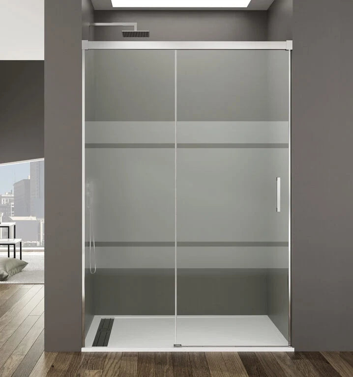 Box doccia frontale BASIC 1 fisso + 1 scorrevole 105-110 cm (41-46) cromo lucido vetro frost