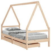 Giroletto per Bambini | Letto Infantile | Lettino con Cassetti 90x190cm Legno Massello Pino