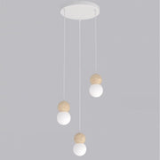 Lampada a sospensione LOOP in acciaio bianco e legno naturale