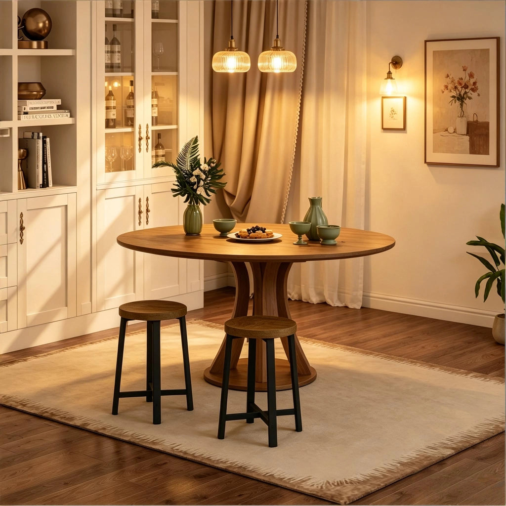 SGABELLO Cucina 29,5x29,5x46 cm Legno ingegnerizzato e Metallo Set da 2 Nero Vintage