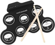 Tappeto di Pratica a Tamburo con 7 Pads in Silicone, Drum elettronico con 5 configurazioni, 8 canzoni demo e 3 ritmi
