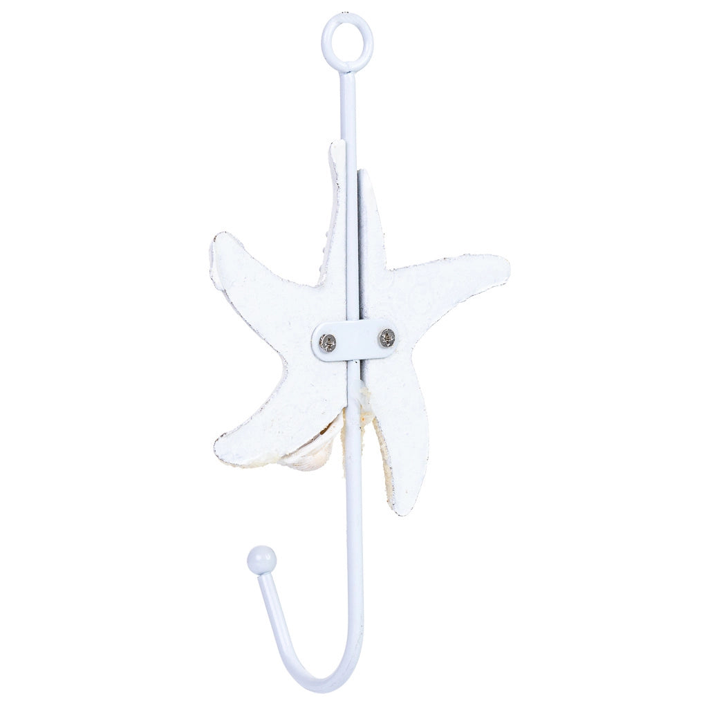 Appendino da parete a forma di stella in legno bianco, 9x4x16h cm