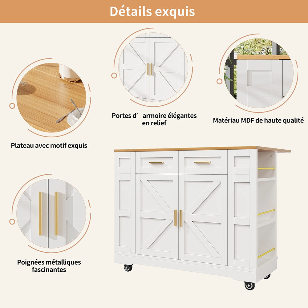 Isola cucina - Xylo - tavolo estensibile venatura legno bianco