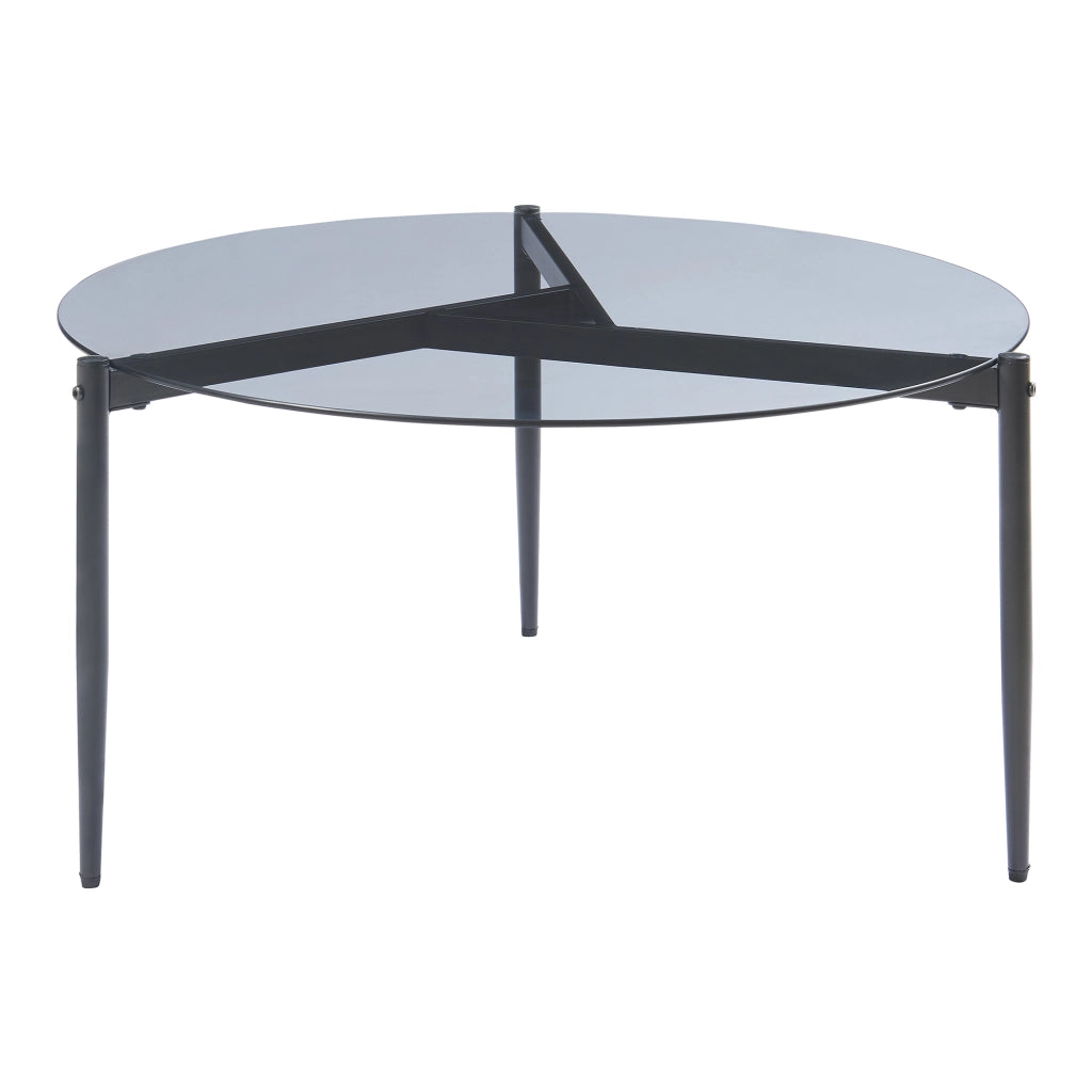 Tavolino da Salotto Ulökantaa con Piano Rotondo in Vetro Fumé - Grigio [en.casa]