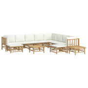 Set di mobili da giardino mobili da esterno 12 pezzi con cuscini bambù bianco crema 02_0015545