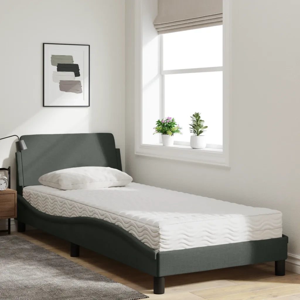 Letto con Materasso Dover Grigio Scuro 80x200 cm in Tessuto 3208285