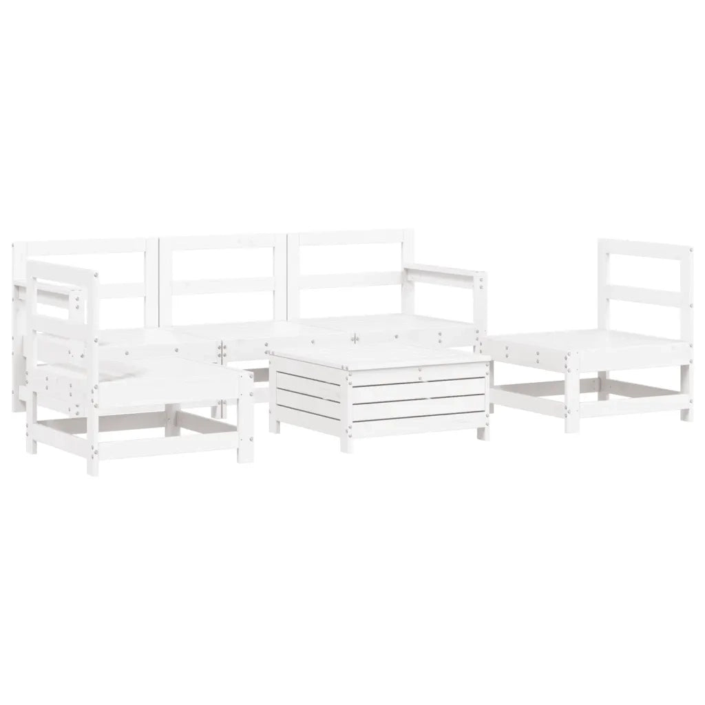 Set Divani da Giardino 6 pz Bianco in Legno Massello di Pino 3250749