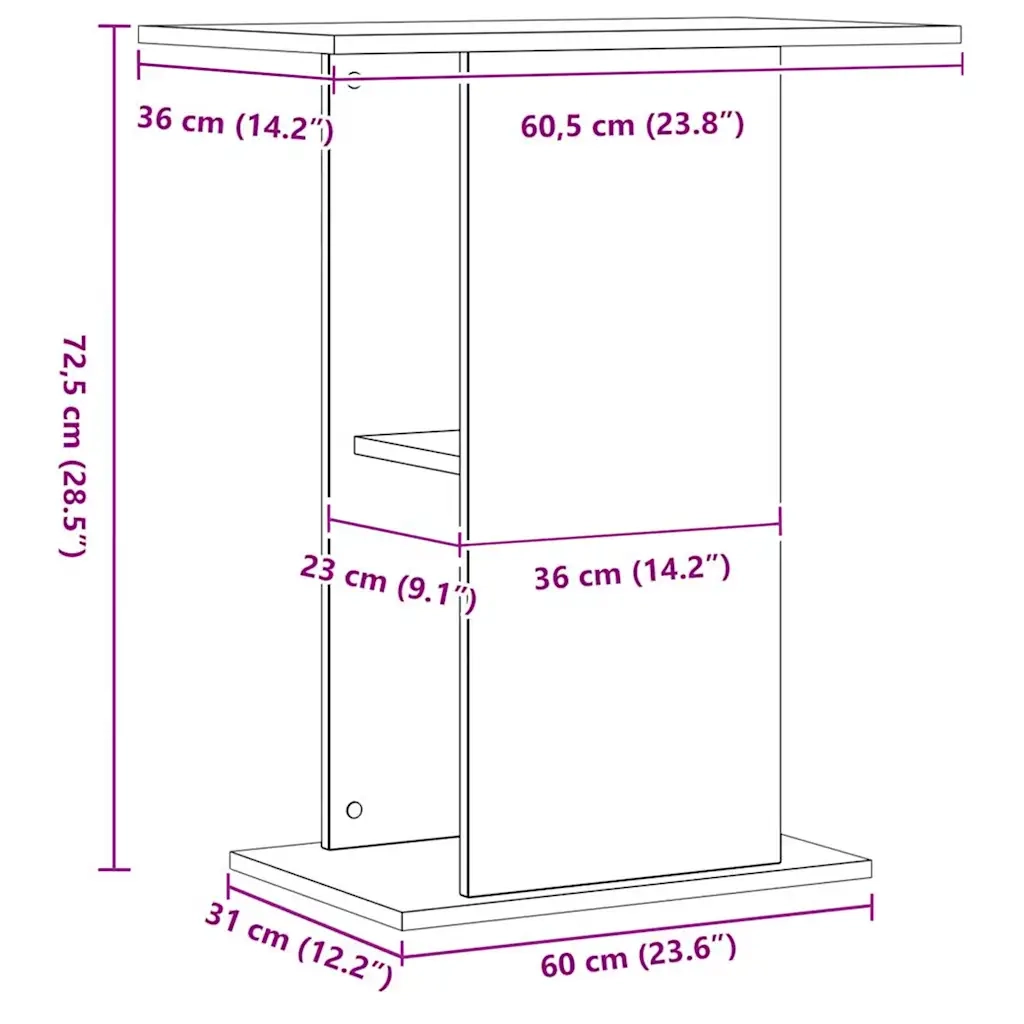 Supporto Acquario Rovere Artigianale 36x60,5x72,5cm Truciolato
