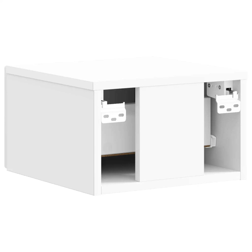 Mobiletto da notte a muro Bianco Lucido 34,5 x 33 x 20 cm