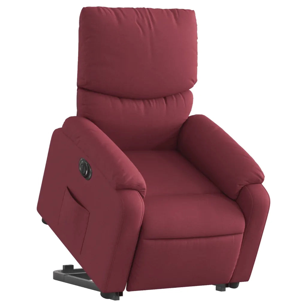 Poltrona | Sedia Relax Alzapersona Reclinabile Elettrica Rosso Vino Tessuto