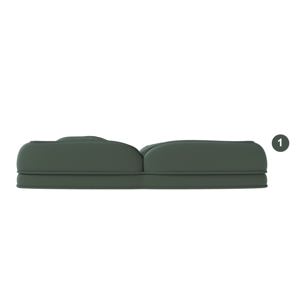 Divano letto ergonomico pieghevole con schienale regolabile a 5 posizioni, 2 cuscini e struttura in tessuto verde per soggiorno e lettura quotidiano