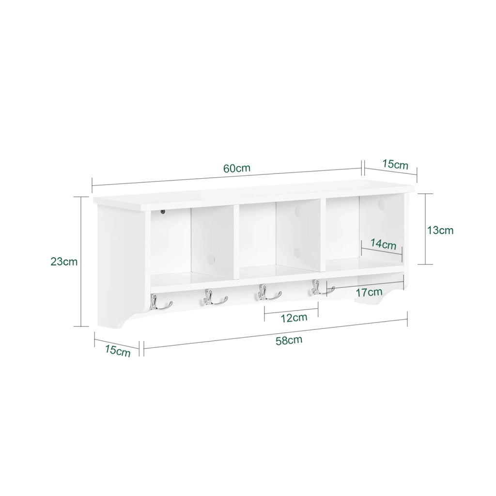 Portachiavi da parete Appendichiavi Appendiabiti Mensola da bagno L60cm Bianco FRG48-W
