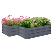 Set di 2 Letti per Orto in Lamiera Ondulata, 100L x 50l x 30H cm, Grigio