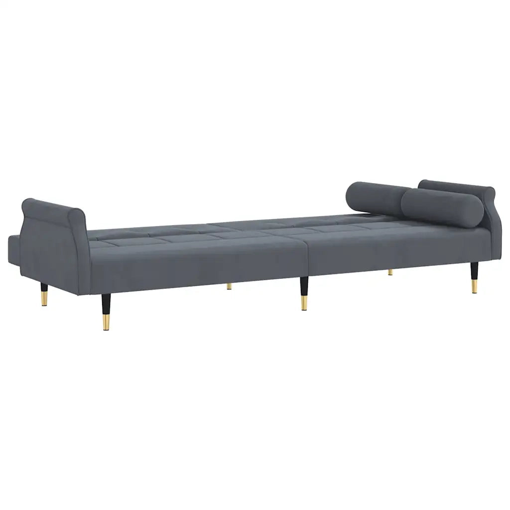 Divano letto | Sof¨¤ letto | Letto singolo con Cuscini Grigio Scuro in Velluto