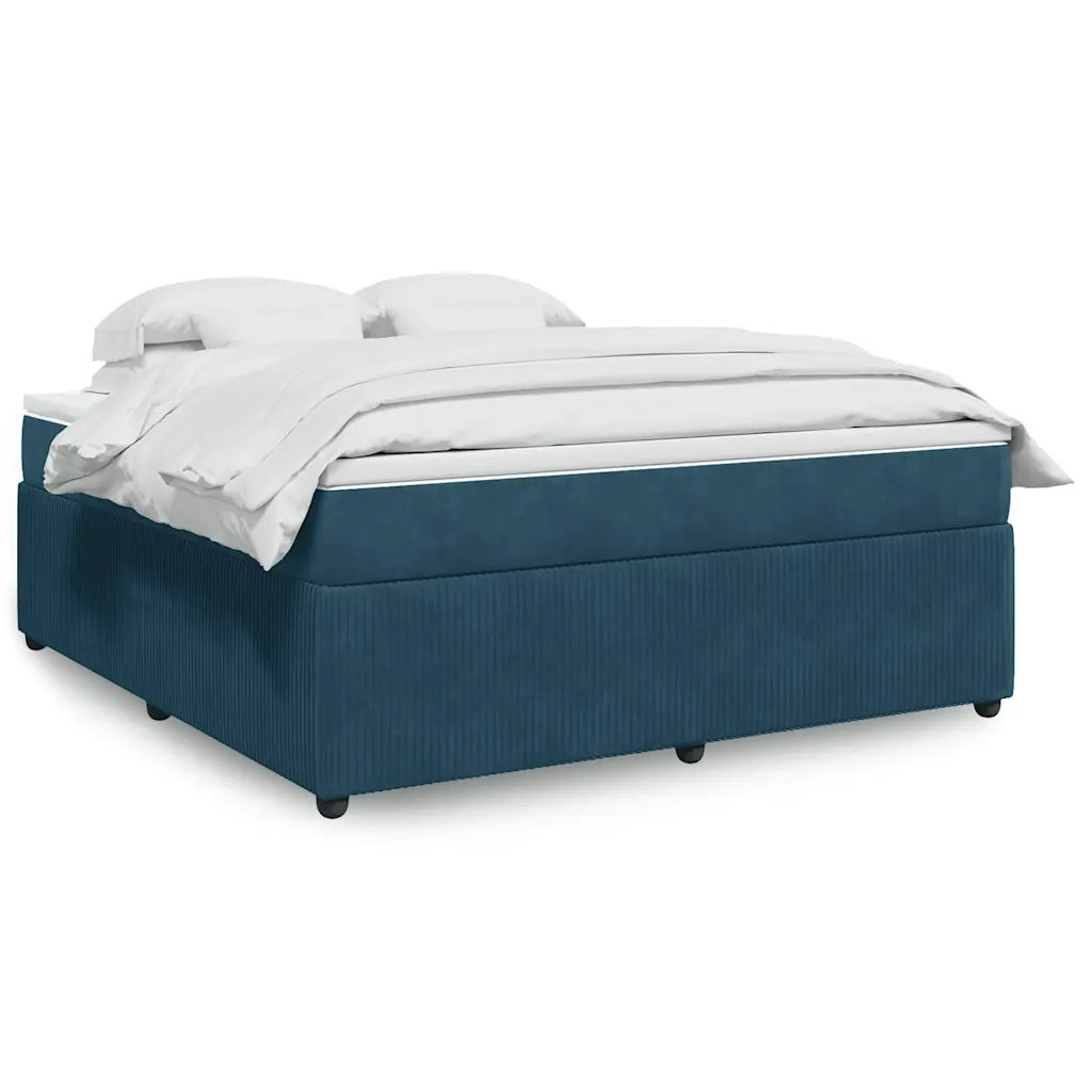 Giroletto a Molle con Materasso Blu Scuro 180x200 cm in Velluto