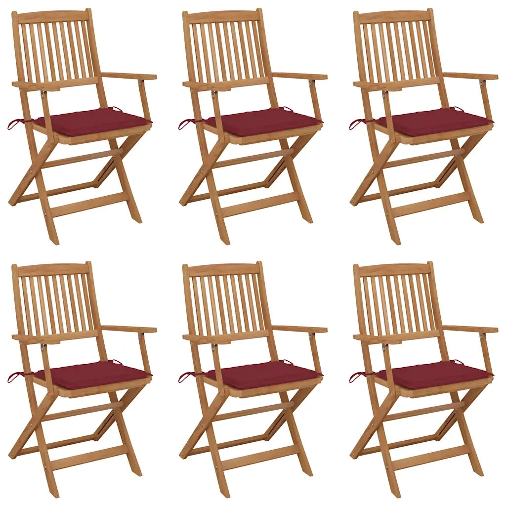 Sedie da Giardino Pieghevoli 6 pz con Cuscini Massello Acacia cod mxl 72073