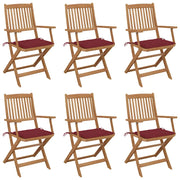 Sedie da Giardino Pieghevoli 6 pz con Cuscini Massello Acacia cod mxl 72073