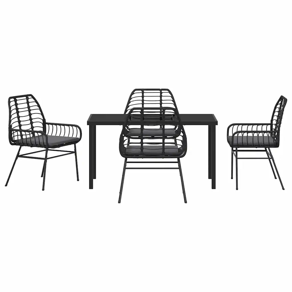Set da Pranzo per Giardino 5 pcs Nero polyrattan 3380857