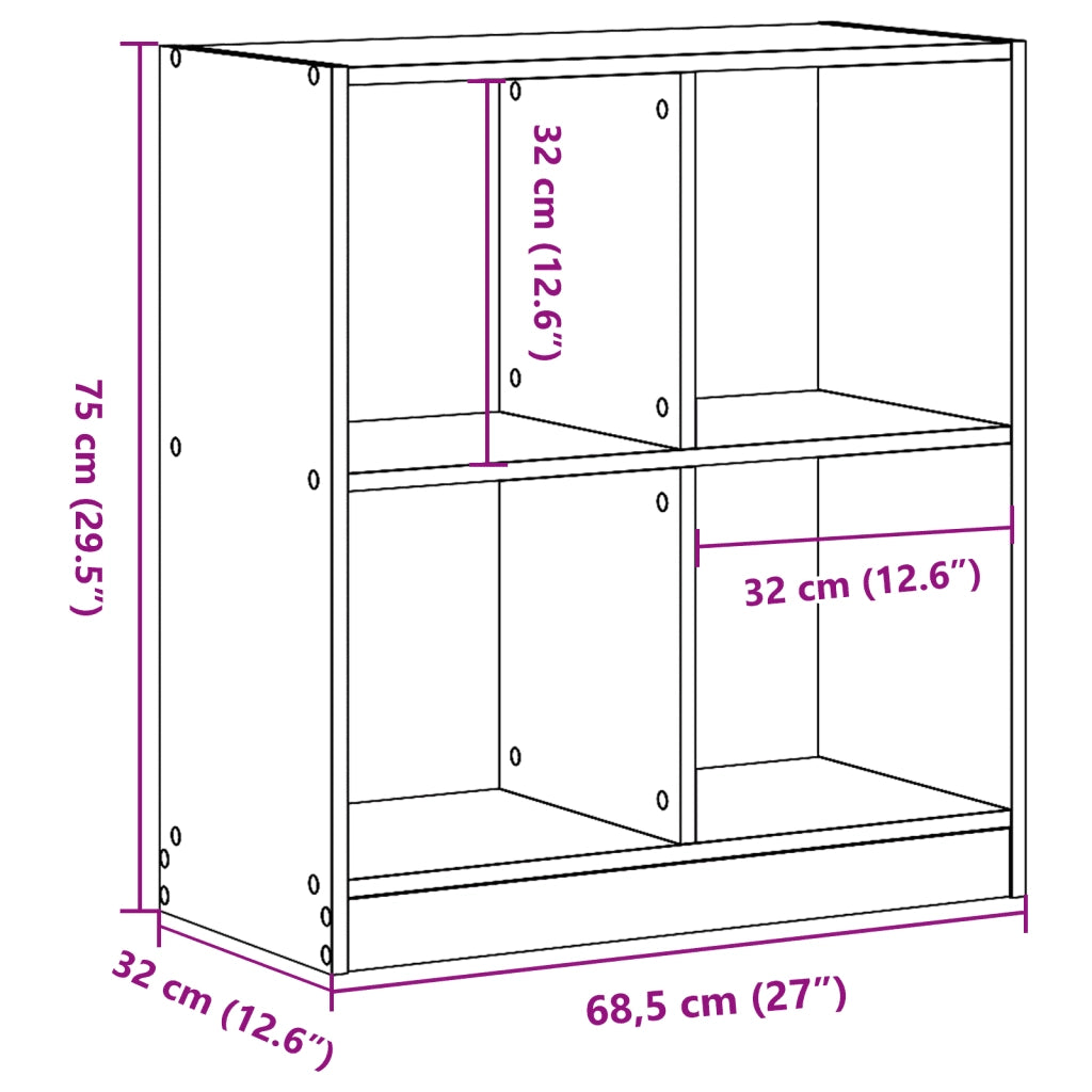 Libreria Grigio Sonoma 68,5x32x75 cm in Legno Multistrato 852812