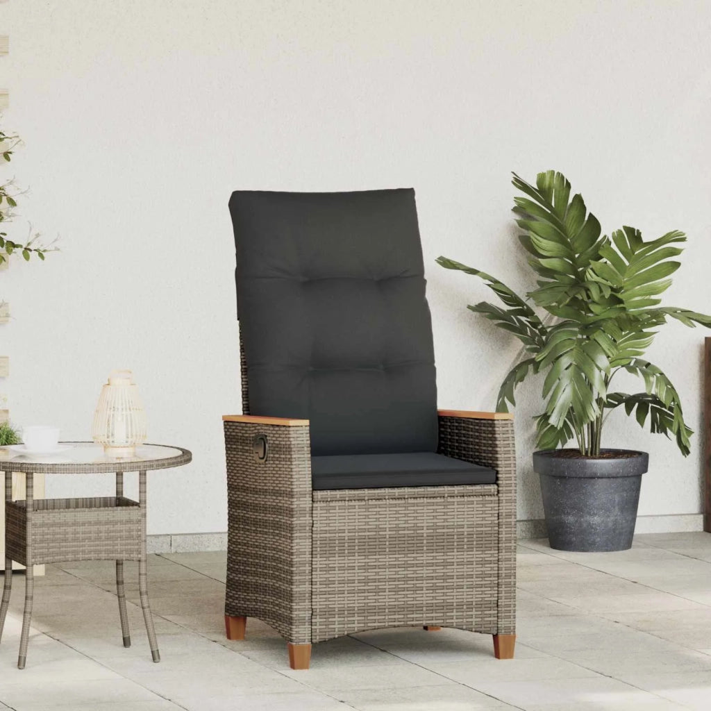Sedia da giardino reclinabile Grigio e Grigio Scuro polyrattan