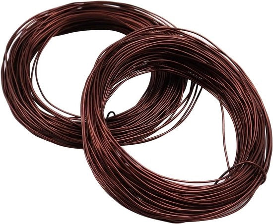 Fil di Alluminio per Bonsai 10mm a Mano per Weaving 2 Rulli da 20M - Marrone - per Addestramento e Cura dei Bonsai