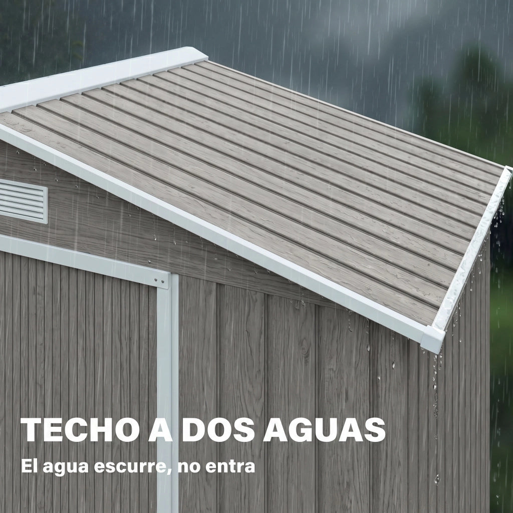 Casetta da Giardino 2,42 m2 Effetto Legno ¨C Xylo ¨C 213x130x185 cm con 2 Porte Scorrevoli