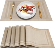Set di tappeti da tavola da 6, tappeti da tavola in vinile tessuto, tappeti da tavola con superficie antiscivolo, resistente al calore e lavabile (rosso)