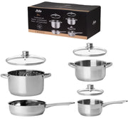 Set Batteria di Pentole di 7 Pezzi con Coperchio in Vetro Acciaio Inox
