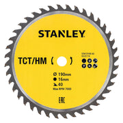 LAMA PER SEGA CIRCOLARE 'DENTI MEDI' ø 190 mm - foro 16 mm  - STANLEY