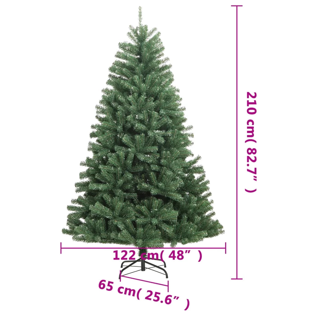Albero di Natale Artificiale Incernierato con Base Verde 210 cm