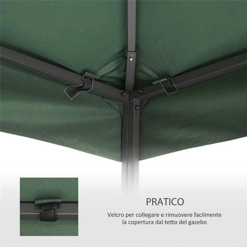 TELO DI COPERTURA PER GAZEBO DA GIARDINO 3 X 3 MT COLORE VERDE SCURO