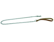 GUINZAGLIO PER CANI PESANTE CUOIO NATURALE CON CATENA CROMATA- - lunghezza catena cm.80 spessore mm.2 - 2 pezzi
