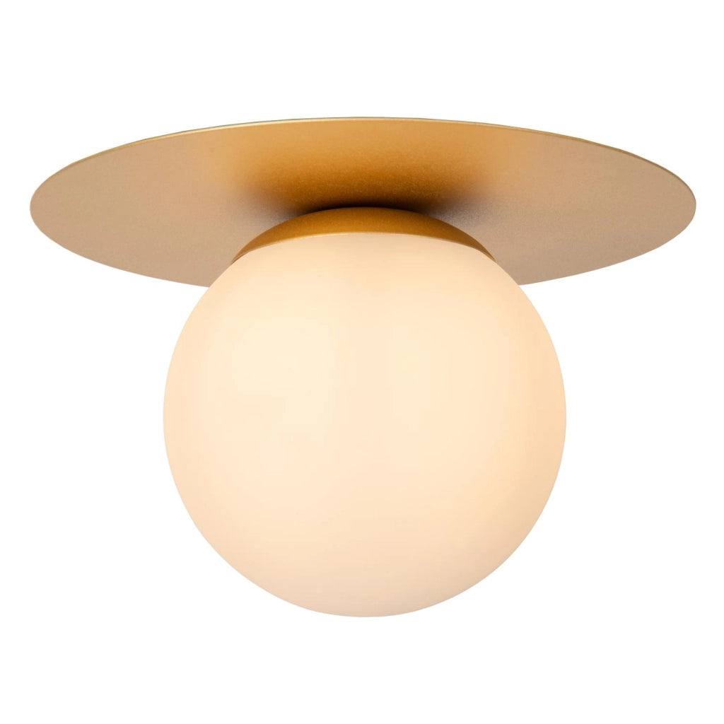 Plafoniera sfera vetro opale ottone Tricia E27 15W