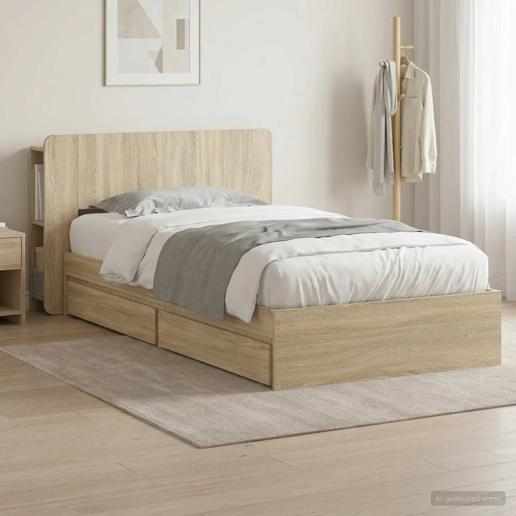 Telaio del letto con storage Rovere Sonoma 90 x 190 cm 3433543