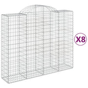 Set di 8 gabbioni ad arco per recinzioni a gabbia e muri di contenimento 200 x 50 x 160/180 cm ferro zincato argento 02_0041175