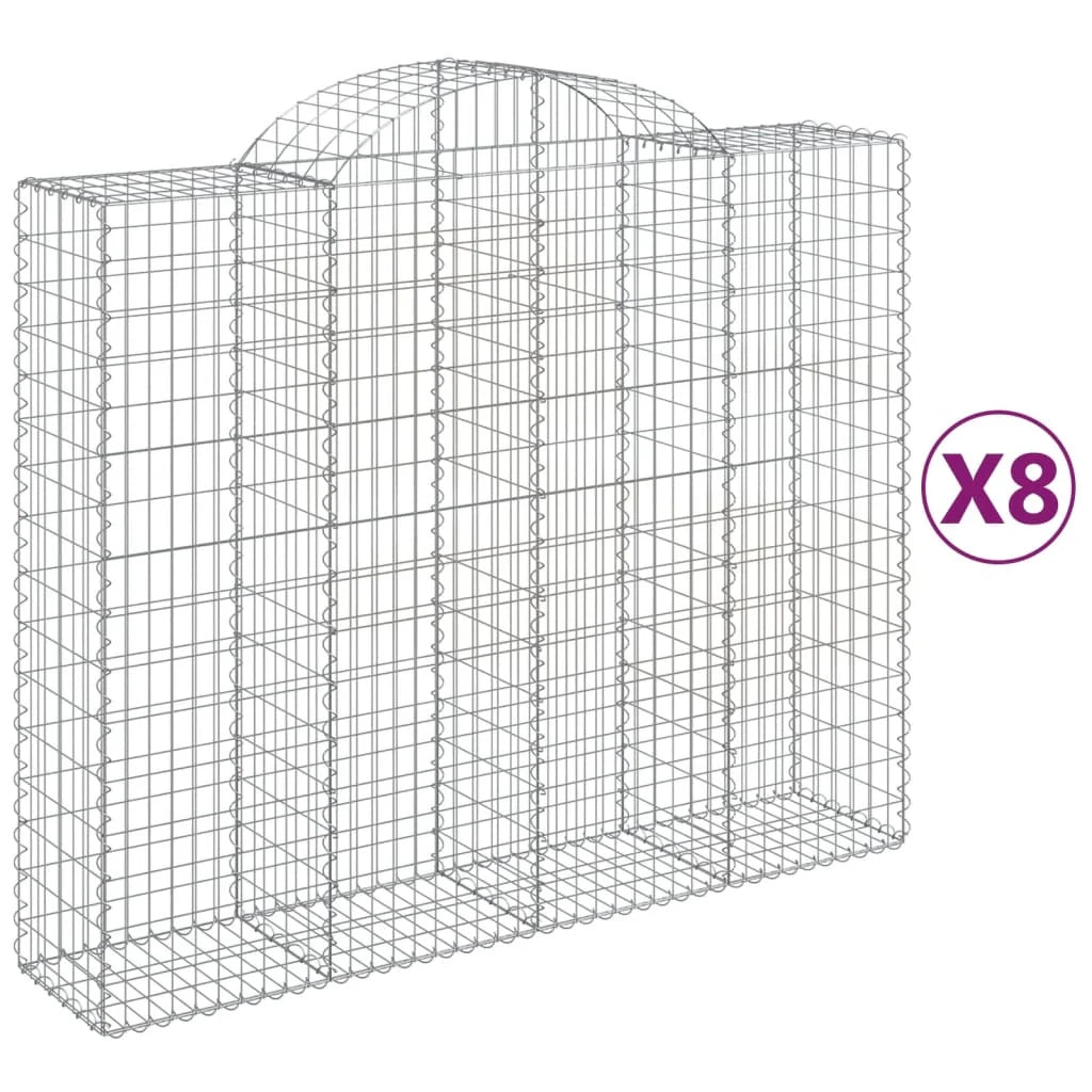 Set di 8 gabbioni ad arco per recinzioni a gabbia e muri di contenimento 200 x 50 x 160/180 cm ferro zincato argento 02_0041175