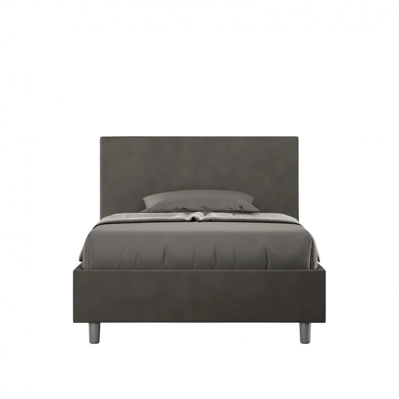 Letto imbottito 1 piazza e mezza 120x190 cm Adele - Con rete,Microfibra,Grigio