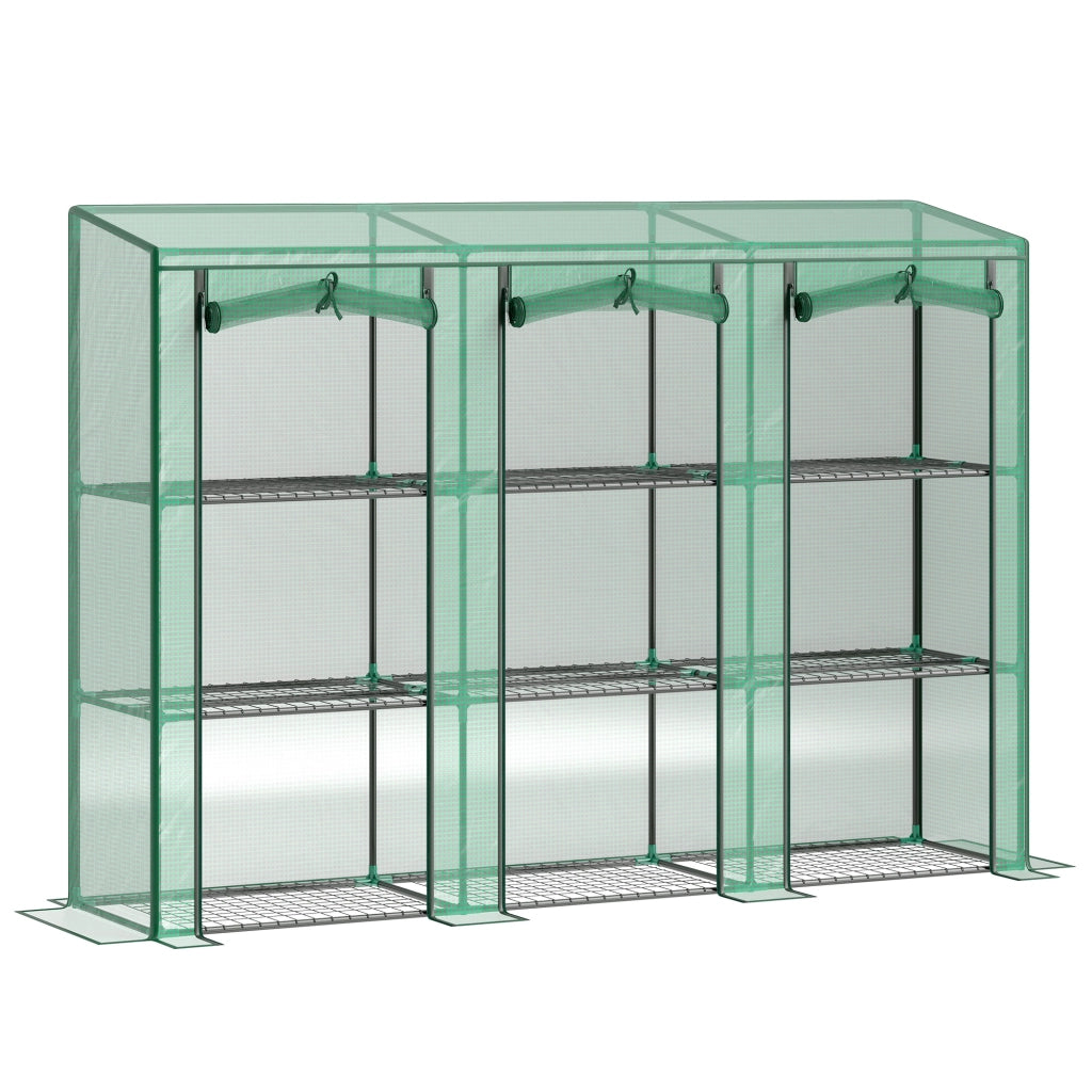 Serra da giardino 3 livelli 9 ripiani con porta a rullo ¨C zephmum ¨C 215x46x151cm verde