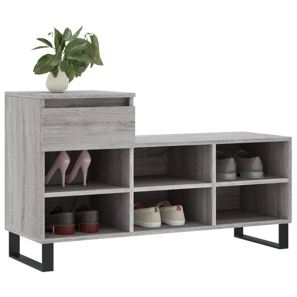 Scarpiera | Mobile per scarpe Grigio Sonoma 102x36x60 cm in Legno Multistrato