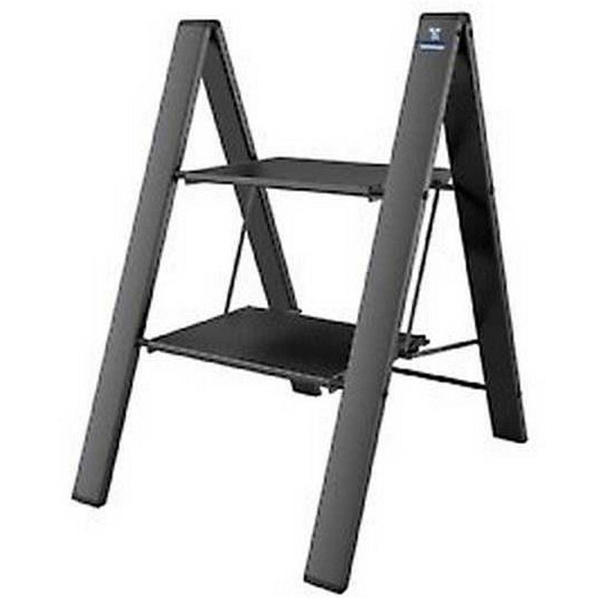 Colombo LEONARDO 2 Sgabello Scala pieghevole 2 gradini alluminio anodizzato portata 150 Kg Made in Italy colore Grigio