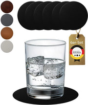 Set di Supporti per Vassoio in Pelle Nera Ronde con Base in Vetro - Antiscivolo e Lavabile - Protezione Perfetta per la Tavola - 6 pezzi - Made in Germany