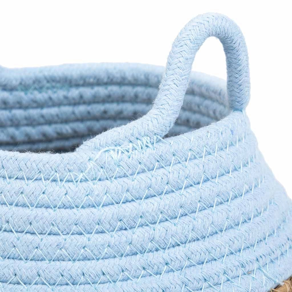 Cesto in fibra naturale e cotone blu d18x13/16,5h