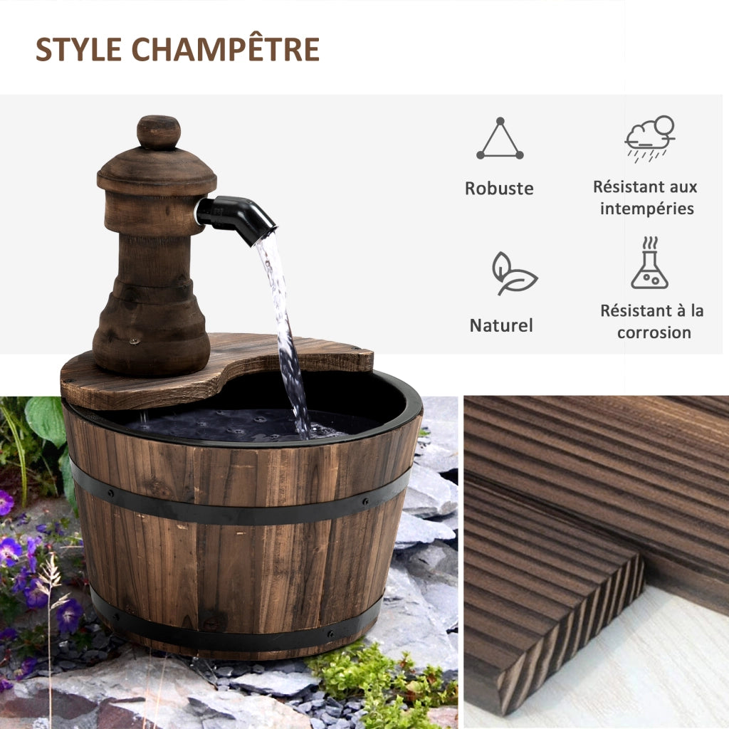 Fontana da Giardino a Barile ¨C Minimal ¨C Marrone Legno Pino 27x37 cm
