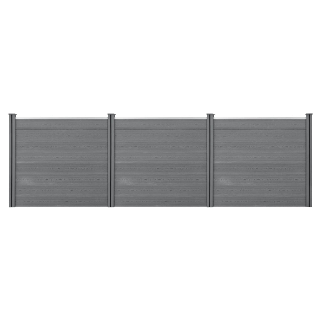 Set di 24 recinzioni per la privacy da giardino con 4 pali assi in legno composito WPC 165x466 cm grigio 03_0005791
