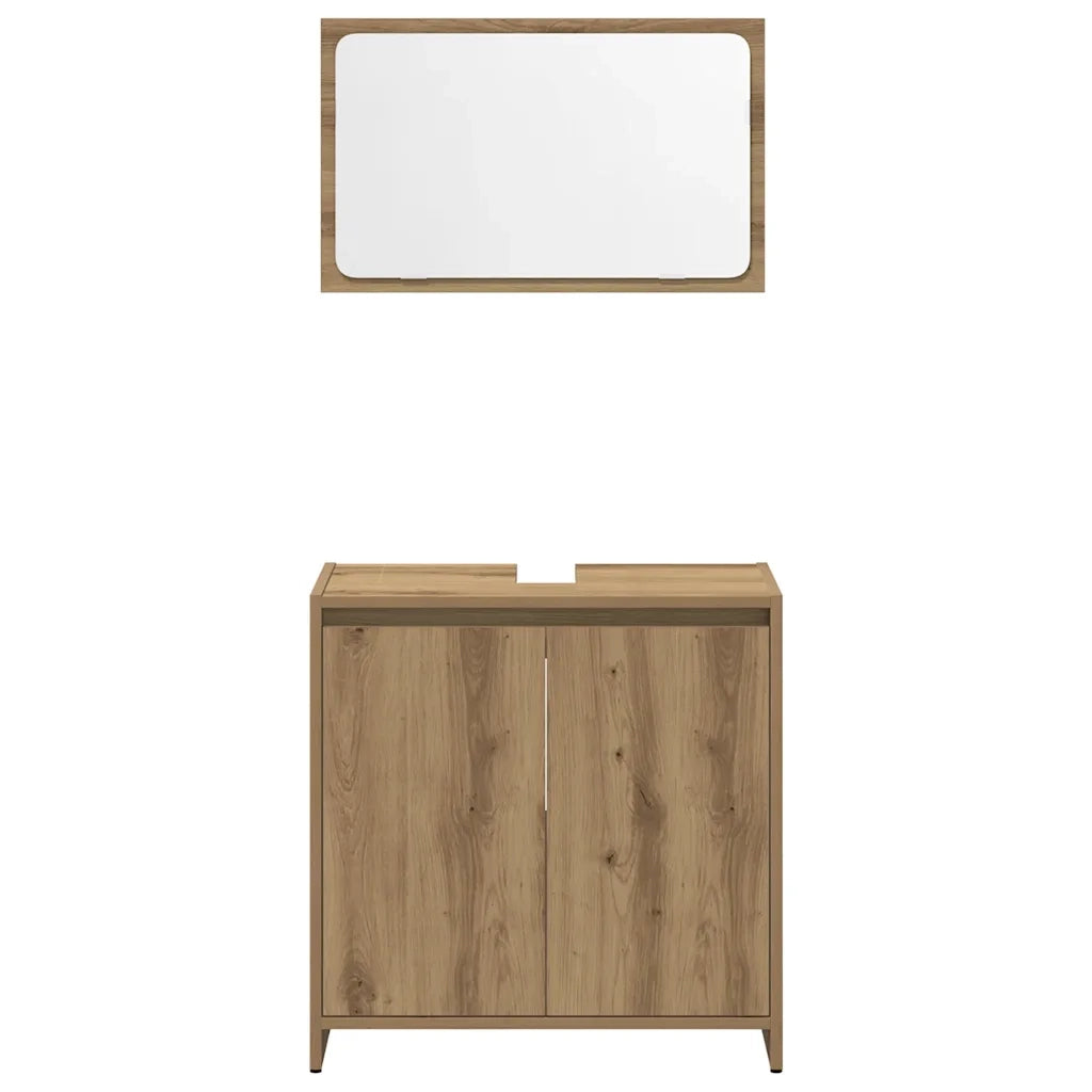 Set Mobili da Bagno 4 pz Rovere Artigianale Legno Multistrato