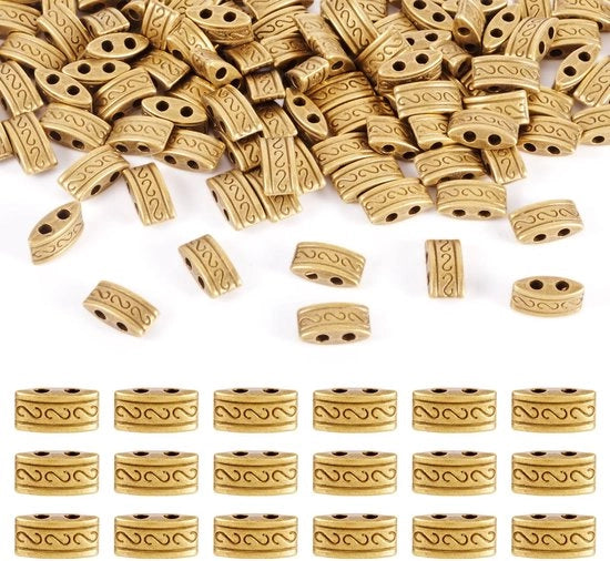 100 pezzi di spaziatori rettangolari con 2 fori in bronzo antico per DIY gioielli