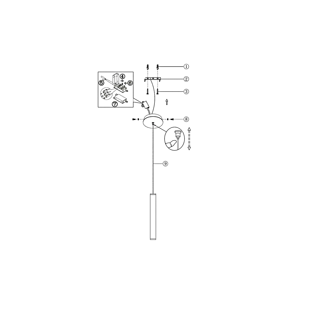 Lampada a sospensione singola nera Prado di Fabas Luce - LED 6,5W dimmerabile, design moderno