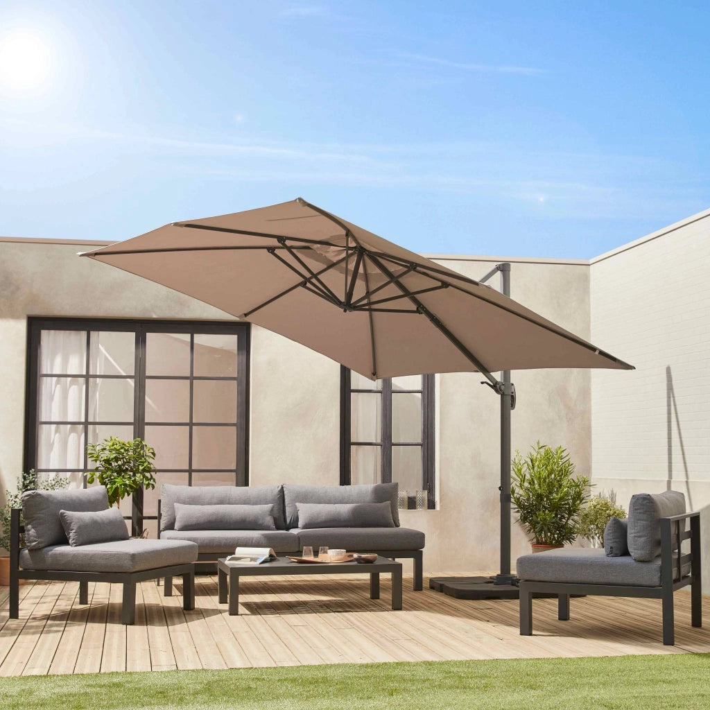 Ombrellone rettangolare decentrato in alluminio 3x3m, beige
